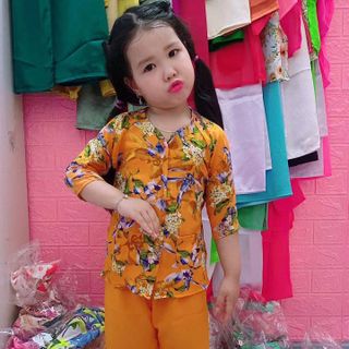 Bà ba bé gái họa tiết nhí + quần phi màu, đen, trắng