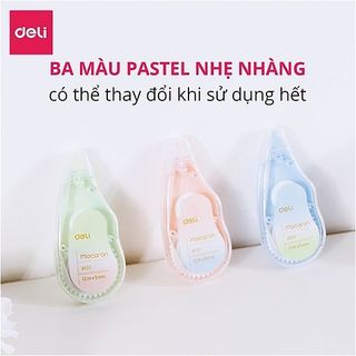 Set 3 Bút xóa băng Deli 36m - Băng xoá kéo Macaron 12mx5mm màu Pastel - EH333 giá sỉ