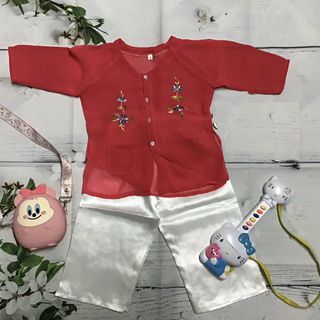 Bà ba bé gái áo vải voan cát + quần trắng phi