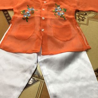 Bà ba bé gái áo vải voan cát + quần trắng phi