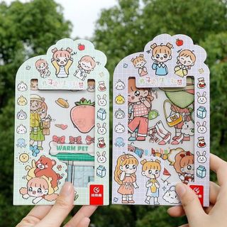 Sticker hoạ tiết hoạt hình dễ thương_ Hình dán sổ tay, bình nước, hộp bút. Miếng dán PET nhiều màu_Giao màu ngẫu nhiên giá sỉ