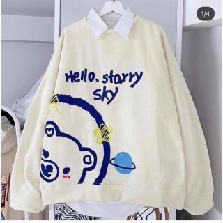 Áo sweater in hello starry sky tay phòng giá sỉ