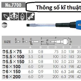Tua vít dẹt, tay nắm tròn êm - ANEX Japan - Chính Hãng