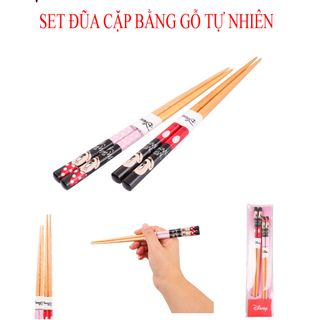 Set đũa gỗ cặp Disney hình Mickey - Minnie