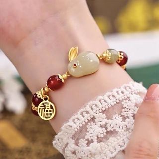 Vòng đá Thỏ Ngọc phong thủy May mắn phối hoa cực sang ( deal giá )