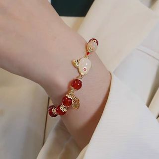 Vòng đá Thỏ Ngọc phong thủy May mắn phối hoa cực sang ( deal giá )