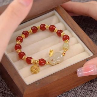 Vòng đá Thỏ Ngọc phong thủy May mắn phối hoa cực sang ( deal giá )