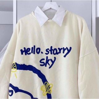 Áo sweater in hello starry sky tay phòng giá sỉ