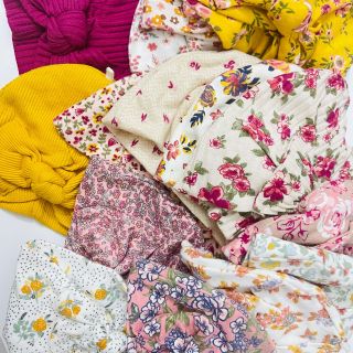 Mũ turban cho bé gái từ sơ sinh - 18 tháng, nón turban vintage hoạ tiết hoa nhí dễ thương, mũ che thóp kín gió
