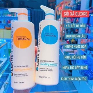 Cặp Dầu Gội Xả Olexrs Argan Oil Collagen Hair Salon 500ml (Chuẩn Trung)