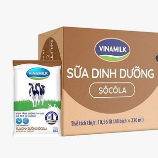 Sữa tươi dinh dưỡng Vinamilk hương Sôcôla bịch 220 ml Thùng 48 bịch giá sỉ