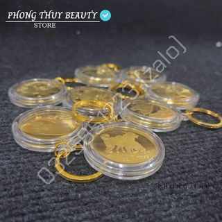 Móc Khóa Đồng Xu 12 Con Giáp Mạ Vàng Phong Thủy May Mắn