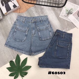 Quần short túi hộp jean cotton size thường