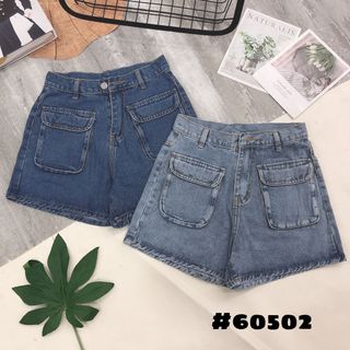 Quần short túi hộp jean cotton size thường