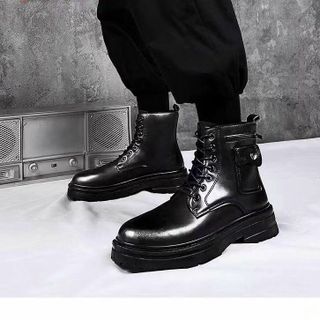 Giày boots nam màu đen da bóng đẹp K395 giá sỉ