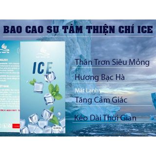 Bao cao su Tâm Thiện Chí ICE COOL LOVE mát lạnh kéo dài Lốc 12 hộp 10 cái