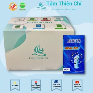 Bao cao su Tâm Thiện Chí Real Fit Size nhỏ Lốc 12 hộp 12 cái