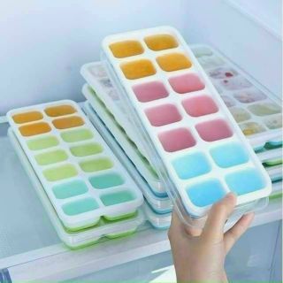 Khay đá silicon có nắp đậy 14 viên bảo quản chống mùi tuyệt đối giá sỉ