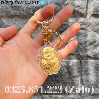 Móc Khóa Ông Thần Tài Mạ Vàng 24K Cao Cấp, Sang Trọng Phong Thủy May Mắn