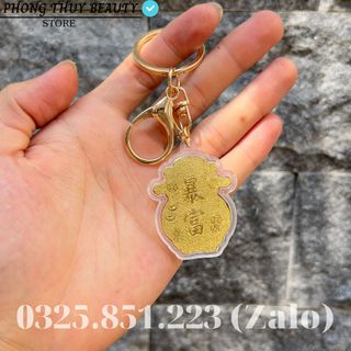 Móc Khóa Ông Thần Tài Mạ Vàng 24K Cao Cấp, Sang Trọng Phong Thủy May Mắn