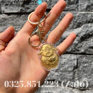 Móc Khóa Ông Thần Tài Mạ Vàng 24K Cao Cấp, Sang Trọng Phong Thủy May Mắn