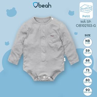 Body tam giác dài tay Obeah chất liệu petit cho các bé từ 3-24m