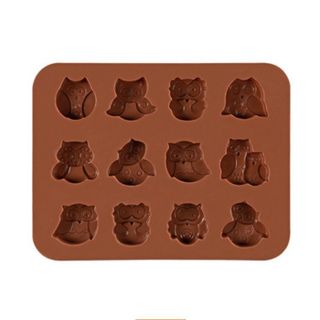 Khuôn silicon làm thạch, rau câu, socola, kẹo 12 hình chim cú