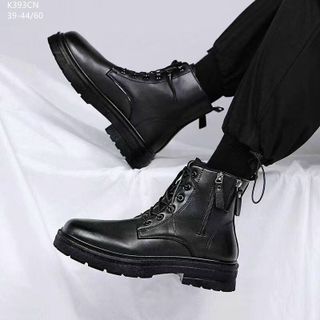 Giày boots nam màu đen buộc dây phối khóa kéo hông đẹp K393 giá sỉ