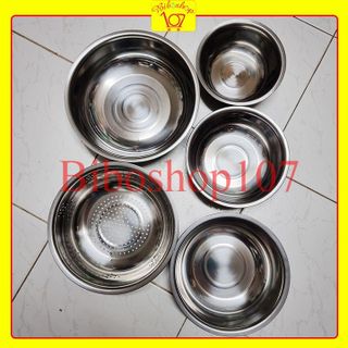 Bộ thau rổ Inox không gỉ 5 món tiện dụng