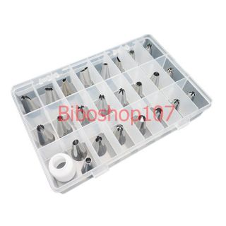 Bàn xoay bánh + Bộ 24 đui + 100 túi bắt kem nilong + 3 dụng cụ chà láng + 3 miếng cắt vét bột