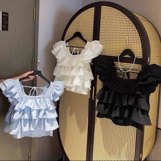 Áo kiểu hàng Trung xếp tầng croptop bánh bèo