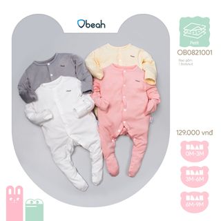 Bộ body liền tất sơ sinh Obeah chất liệu petit size từ newborn-6m