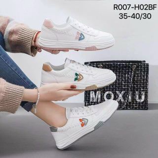 Giày thể thao nữ màu trắng viền gót đẹp R007-H02