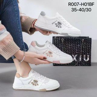 Giày thể thao nữ màu trắng viền gót đẹp R007-H02
