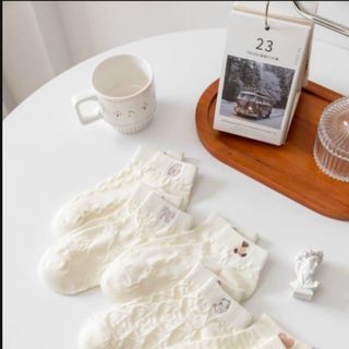 Sét 5 đôi tất gấu trắng nữ siêu xinh