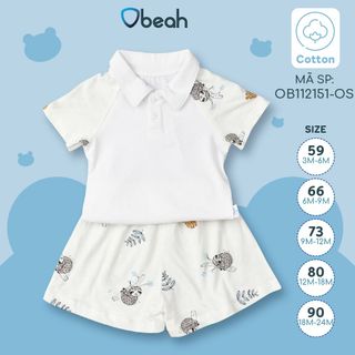 Bộ polo trẻ em Obeah size 3-24m (Bộ thun cotton cộc tay bé trai)