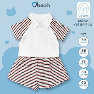 Bộ polo trẻ em Obeah size 3-24m (Bộ thun cotton cộc tay bé trai)