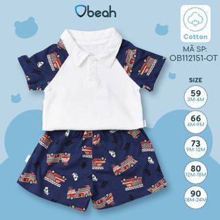 Bộ polo trẻ em Obeah size 3-24m (Bộ thun cotton cộc tay bé trai)