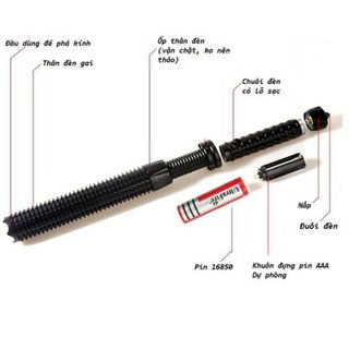 Đèn pin hộ vệ co rút siêu sáng ( kèm pin và sạc)