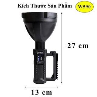 Đèn pin siêu sáng pha to có chân đỡ đèn pin xách tay W590 siêu sáng