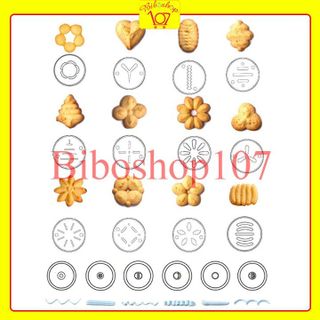Khuôn nhấn bánh qui cookies press 12 mặt 6 đuôi bắt (Trắng)