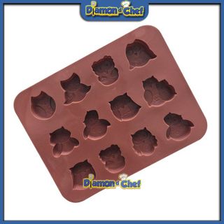 Khuôn Silicon Socola Hình 12 Chim Cú Mèo