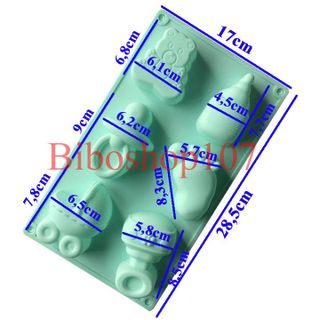 Khuôn silicon làm thạch, rau câu, socola 6 hình đồ dùng cho bé