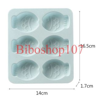 Khuôn silicon làm thạch, rau câu, socola 6 chú cá