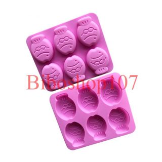 Khuôn silicon làm thạch, rau câu, socola 6 chú cá