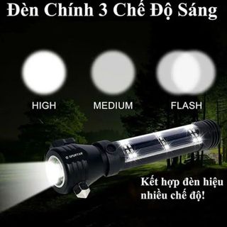 Đèn Pin Siêu Sáng Tự Vệ Đa Năng Có Búa Phá Kính Xe Ô Tô Chính Hãng