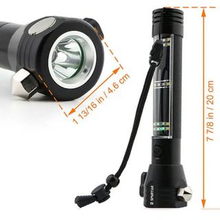 Đèn Pin Siêu Sáng Tự Vệ Đa Năng Có Búa Phá Kính Xe Ô Tô Chính Hãng