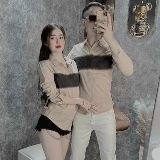 ÁO CẶP, ÁO SƠ MI NAM NỮ DÀI TAY IN DẬP NỔI