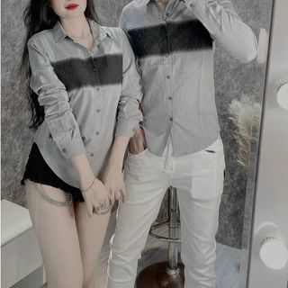 ÁO CẶP, ÁO SƠ MI NAM NỮ DÀI TAY IN DẬP NỔI