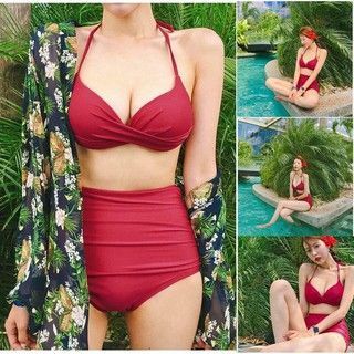 bikini set đồ bơi gọng cúp ngực bản xoắn siêu nâng tạo rãnh v1